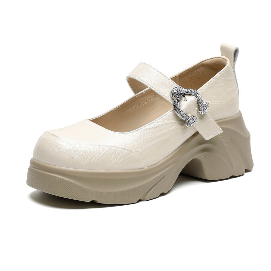 HUANAI Mary Jane Shoes Women's Beige/Black