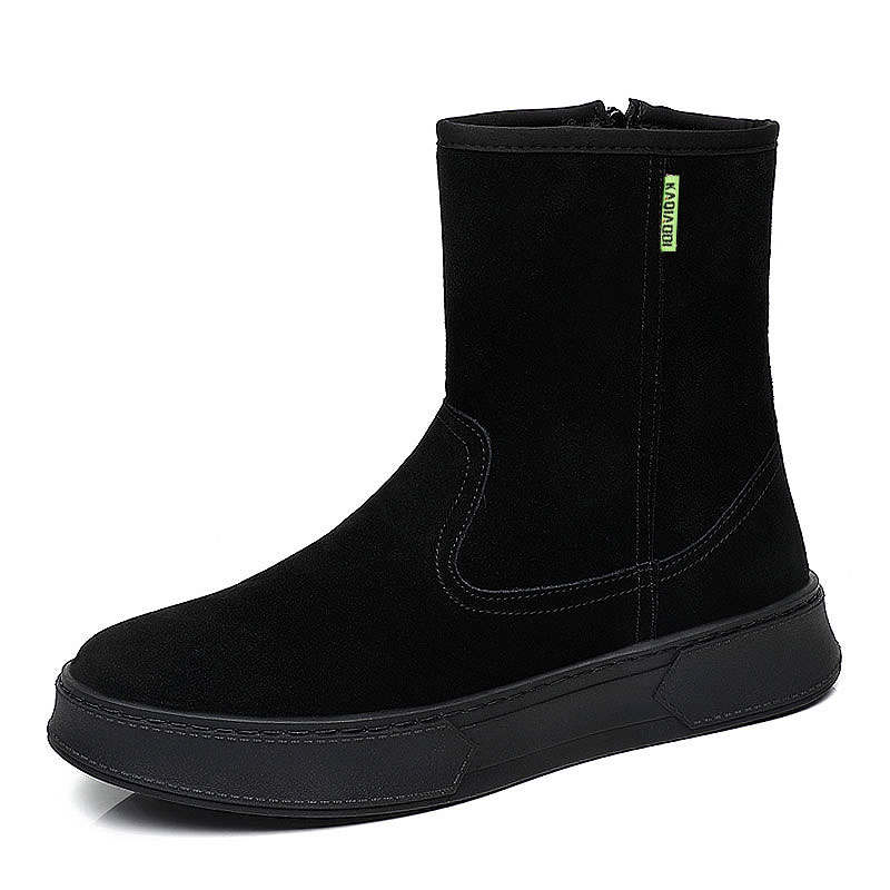 KAQIAODI Cow Suede Thermal Waterproof Slip Resistant Thermal Waterproof Slip Resistant Short Snow Boots Men's