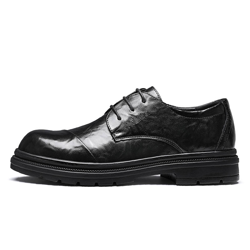 Mulinsen Casual Leather Shoes Men's Low Top Black/Brown
