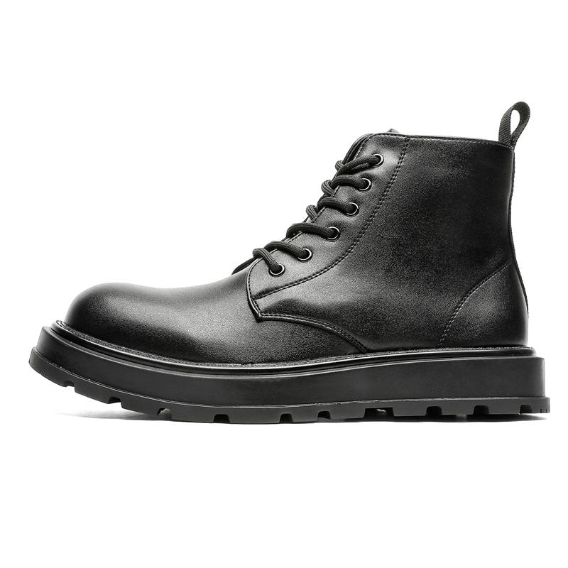 CHILANG CHILANG Microfiber Leather Combat Boots Men's Black
