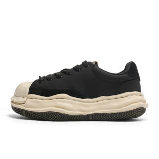 Flange Bullo Cow Split Leather Low top Casual Shoes Unisex Black