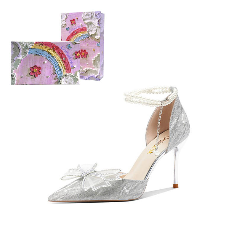 Crelinkxlat Glaze Starlight, Love Rose Box Slim Heel High Heels Women's