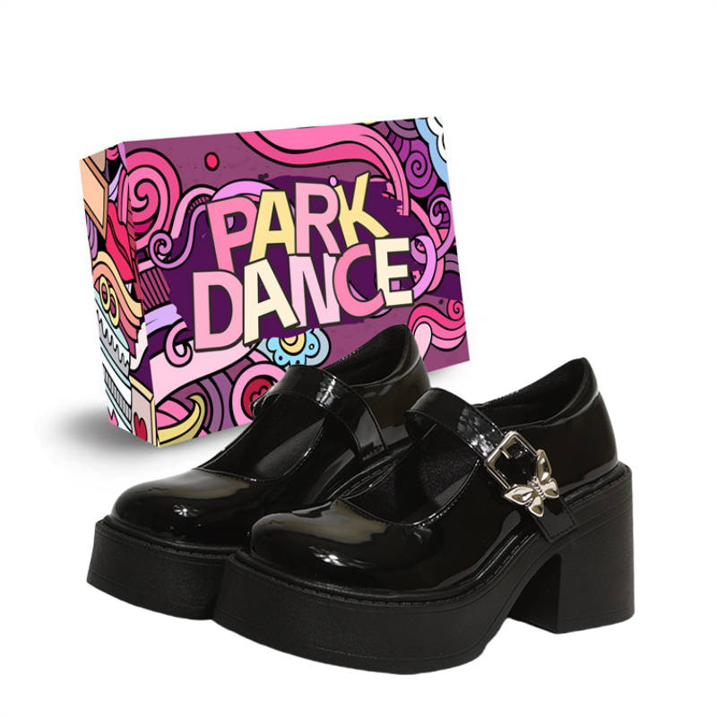 PARK DANCE Synthetic Leather Chunky Heel Mary Jane Shoes Women's
