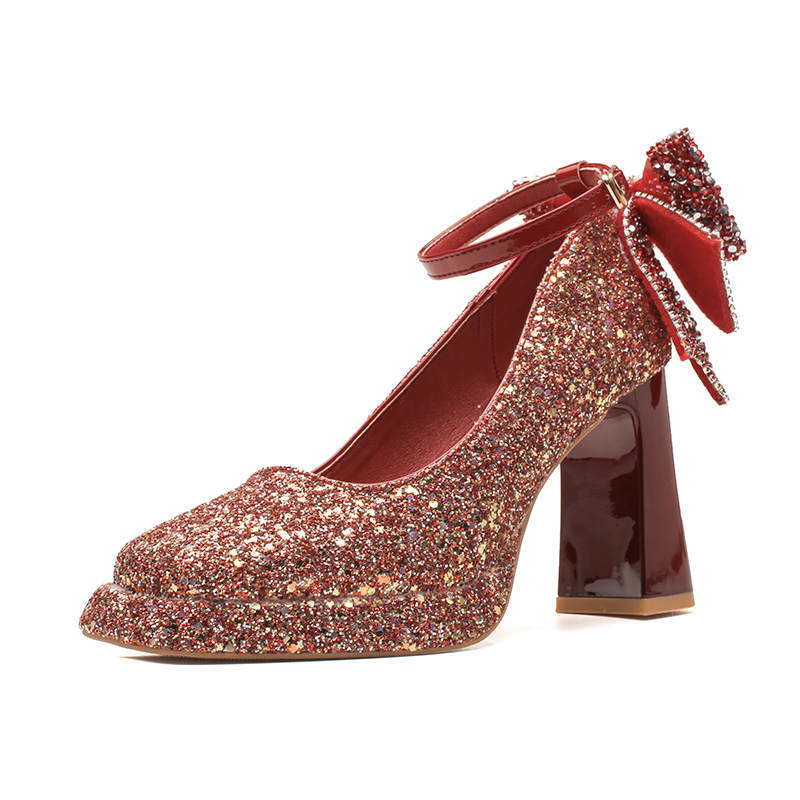 Bamiti Chunky Heel High Heels 9cm Women's Red