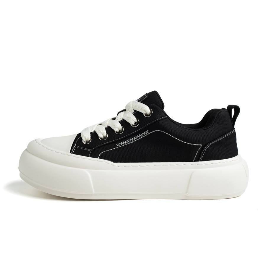 FED Height Increasing Lightweight Waterproof Slip Resistant Low top Canvas Shoes Men's Black