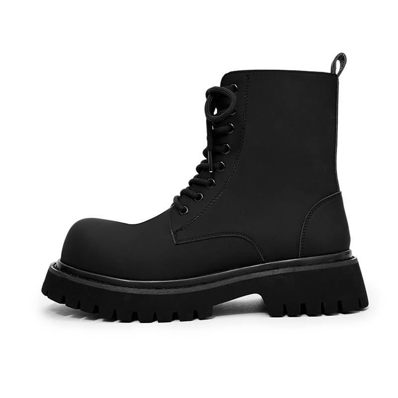 WEISHIBANGWEI WEISHIBANGWEI Microfiber Leather Short Combat Boots Unisex Black