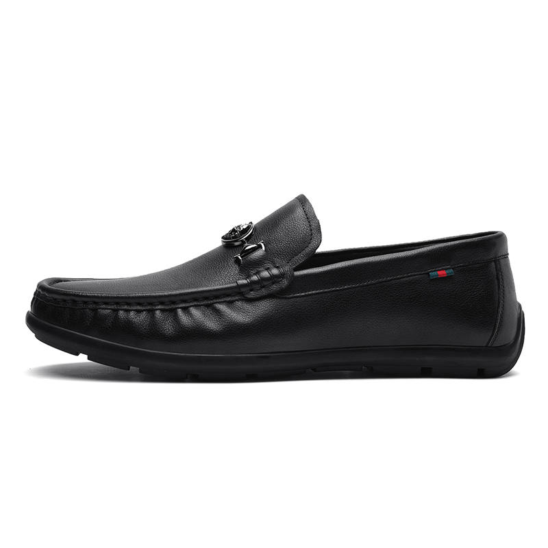 AOKANG Cow Leather Slip on Loafers Men's Black
