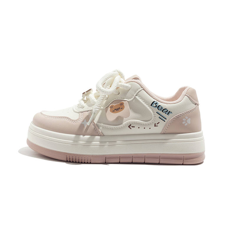 BEIER Microfiber Leather Wear resistant And Lightweight Low top Skateboard Shoes Women's Apricot Pink