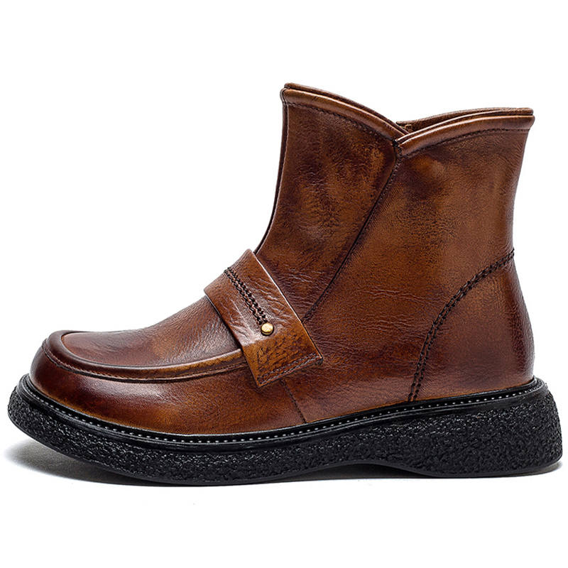 JIEZHOU Top Grain Cow Leather Ankle Boots 3cm Women's