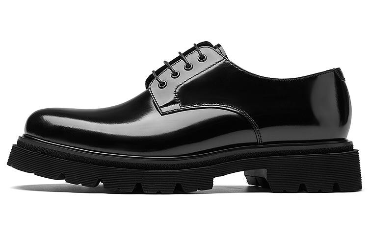 ROBERTA DI CAMERINO Open Edge Beaded Mirrored Cow Leather Casual Shoes Men's Black