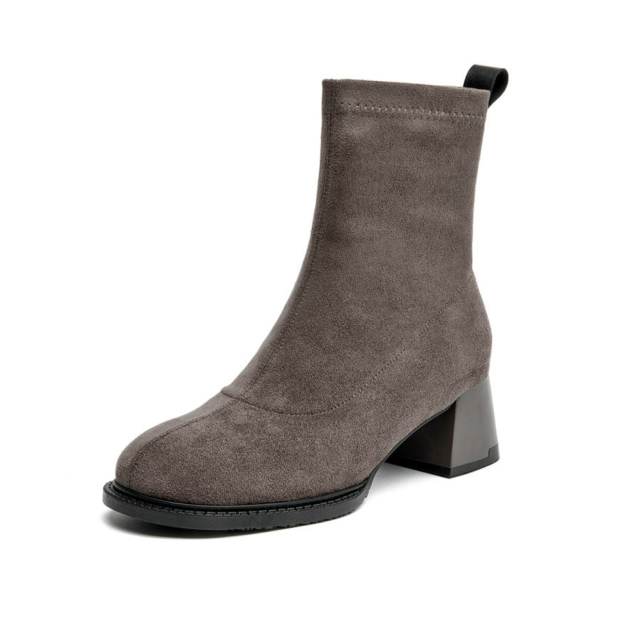 AOKANG AOKANG Cow Split Leather Ankle Boots Women's Gray