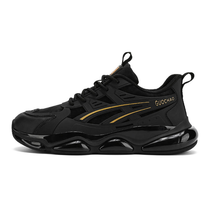 DAOTUSEN Abrasion Resistant Abrasion Resistant Low top Casual Shoes Men's Black Gold