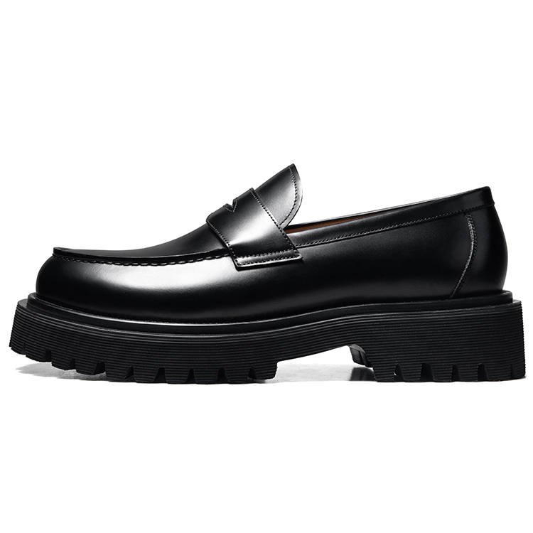 THOM WILLS Business Versatile Calfskin Penny Loafers Casual Shoes, Approx. 4.8cm Men's Black