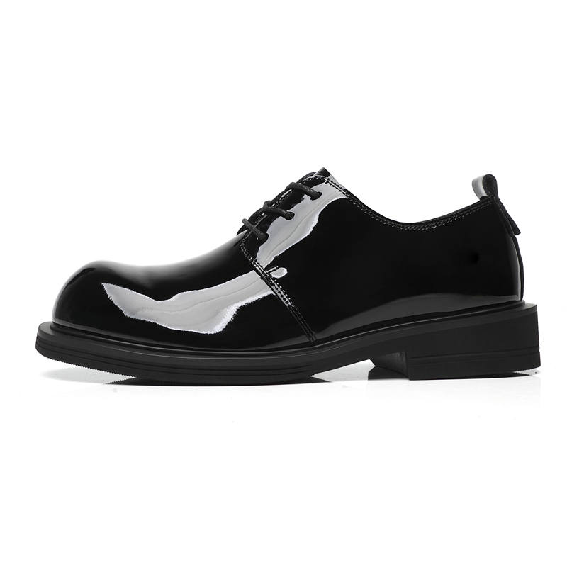 XIAOTOULANG Casual Leather Shoes Men's Low Top Black/Burgundy