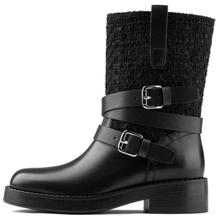 73Hours Encounter Island Cow Leather Ankle Boots 4.5cm Women's Black
