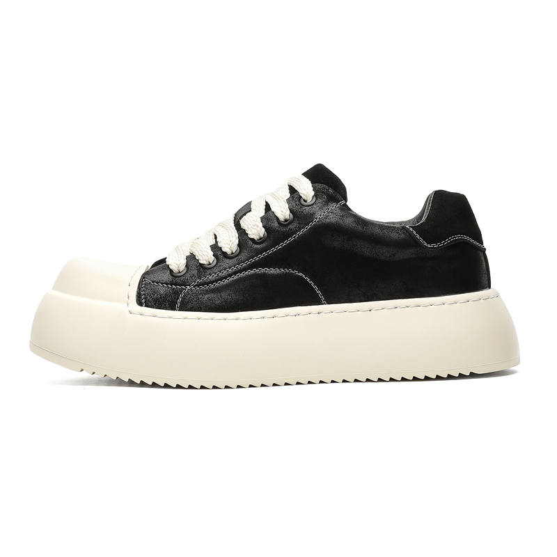 CHILANG Pu Slip Resistant Abrasion Resistant Slip Resistant Abrasion Resistant Low top Skateboard Shoes Men's Black