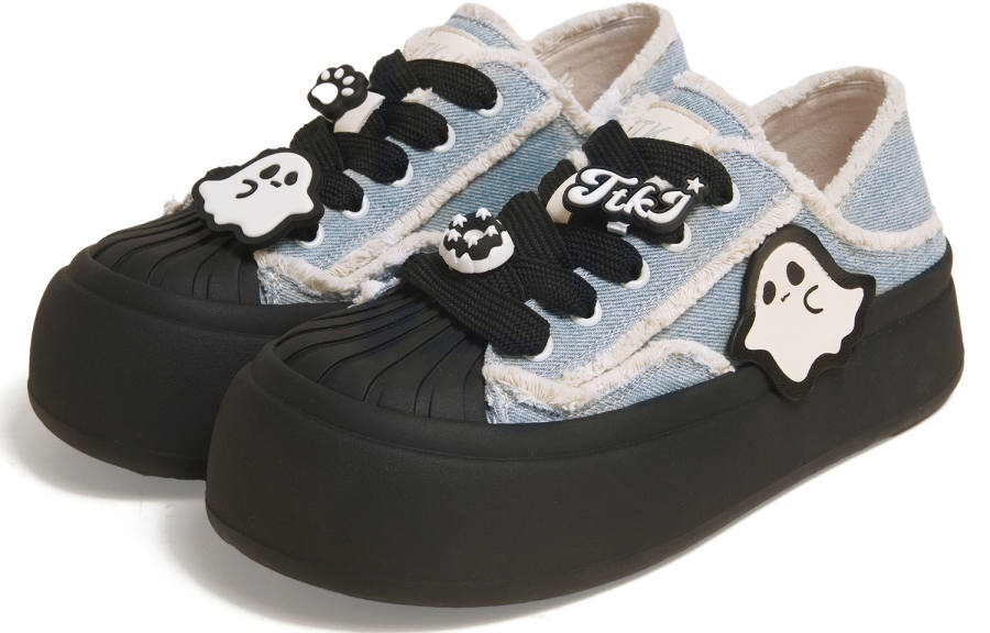 TTKJ Fashion Cute Little Ghost Stirrup Canvas Cushioning Height Increasing Slip Resistant