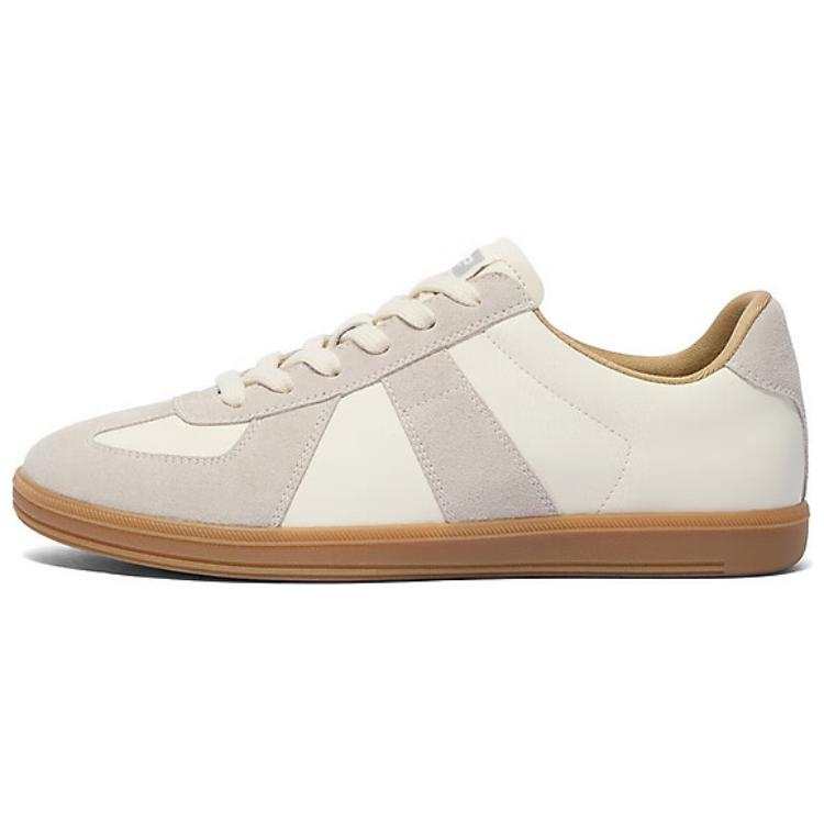 BELLE Synthetic Leather, Split Cow Leather Slip Resistant Abrasion Resistant Low top Skateboard Shoes Men's Ecru Gray