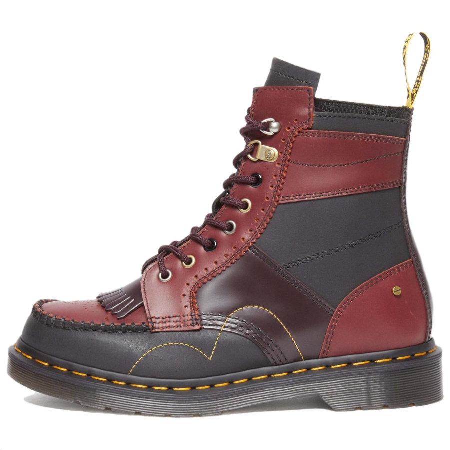 Dr.Martens Dr.Martens Leather Short Combat Boots Unisex Black Red