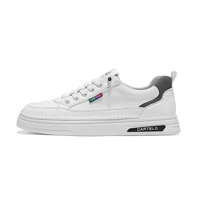 CARTELO Minimalist Trendy Comfortable White Sneakers Microfiber Leather Lightweight Low top