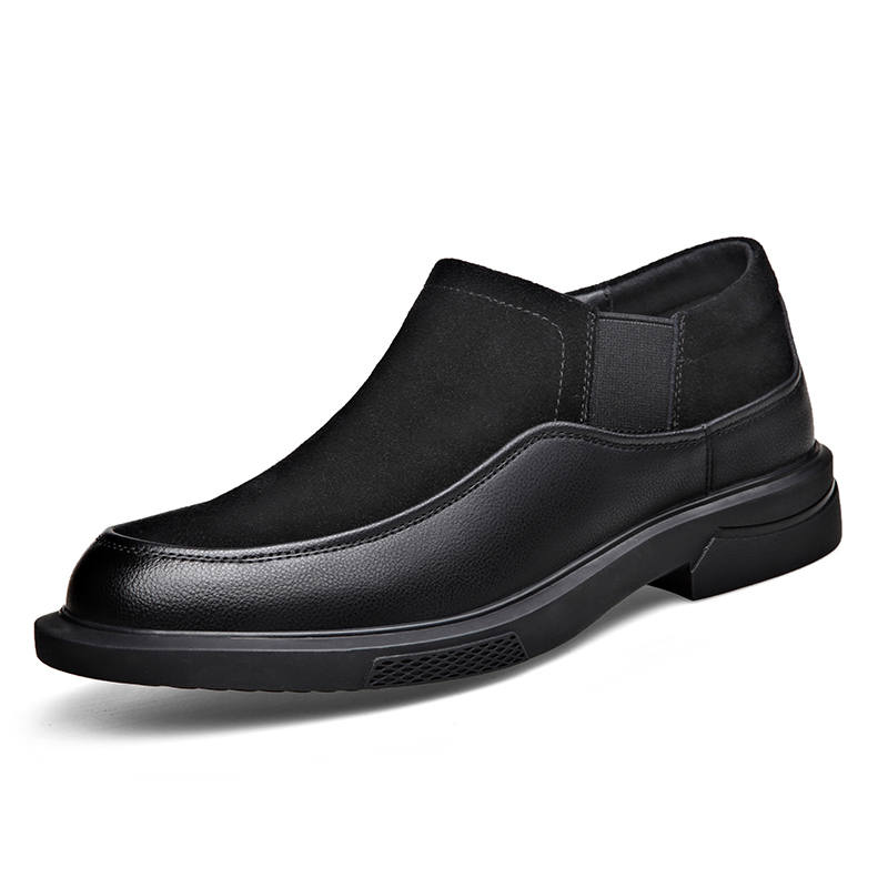 LUOMENG Cow Suede Men's Casual Shoes Men's Black