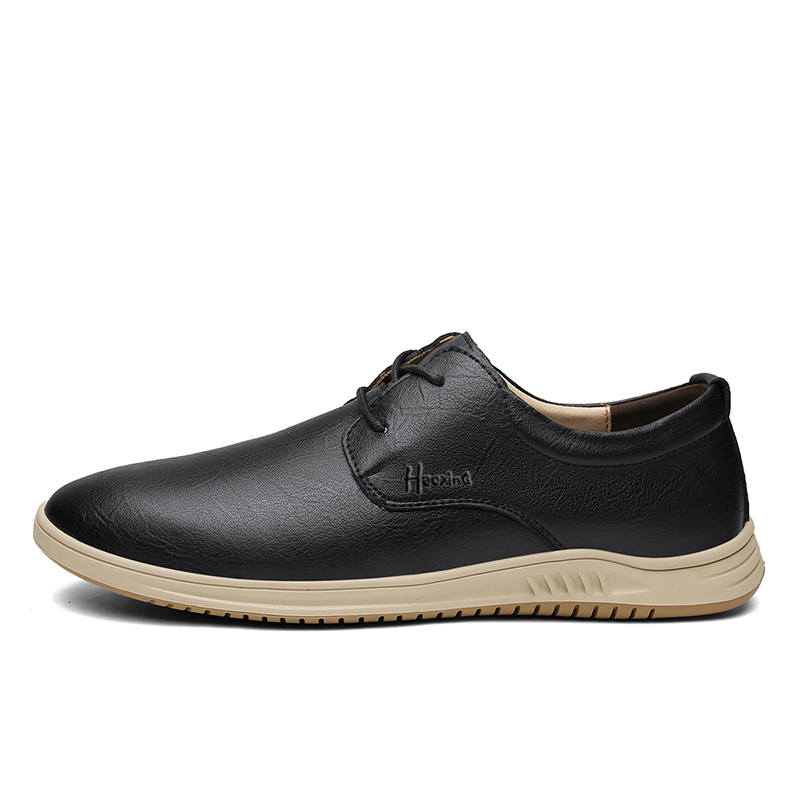 HAOXING HAOXING Cow Split Leather Casual Shoes Men's Black