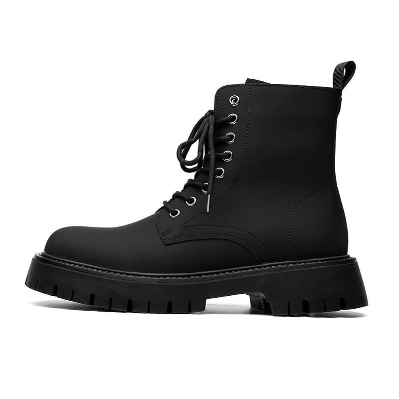 KAQIAODI Microfiber Leather Short Combat Boots Men's Black