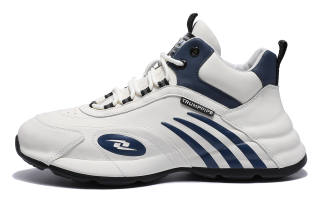 TRUMPPIPE Leather Low top Casual Shoes Men's White Blue