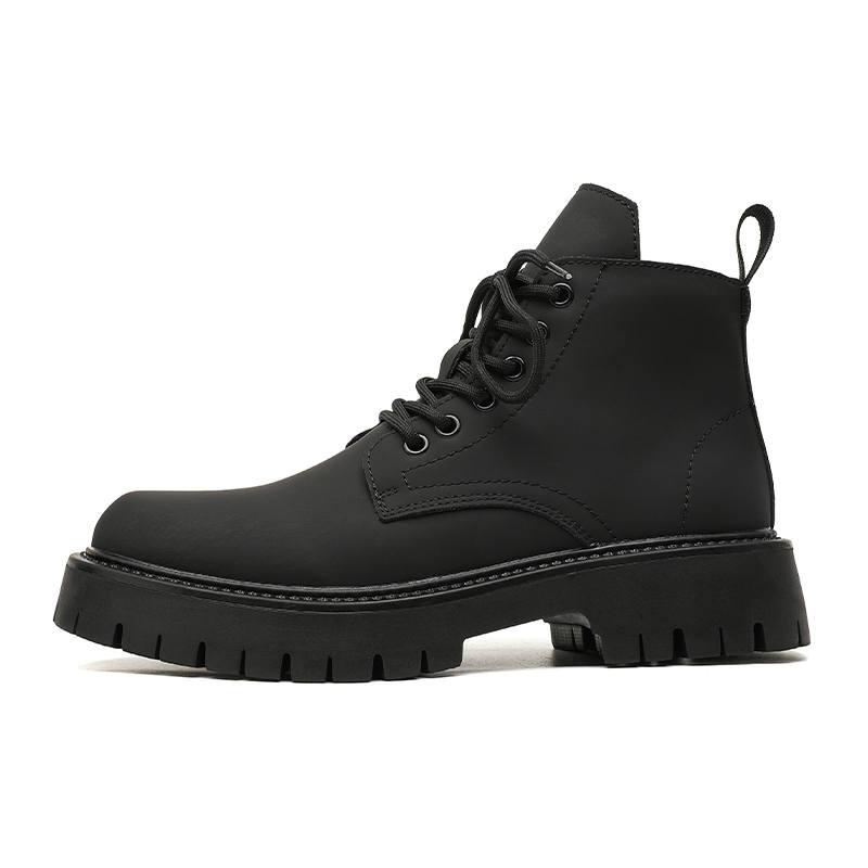 LUOMENG LUOMENG Microfiber Leather Short Combat Boots Men's Black