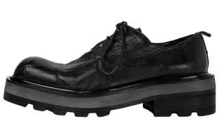 HUANXIANGZHE Top Grain Cow Leather Low top Platform Shoes 5.5cm Unisex Black