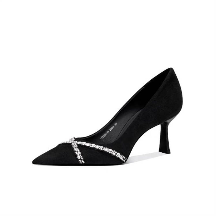 JESSICA SOPHIA Suede Slim Heel High Heels 7cm Women's Black