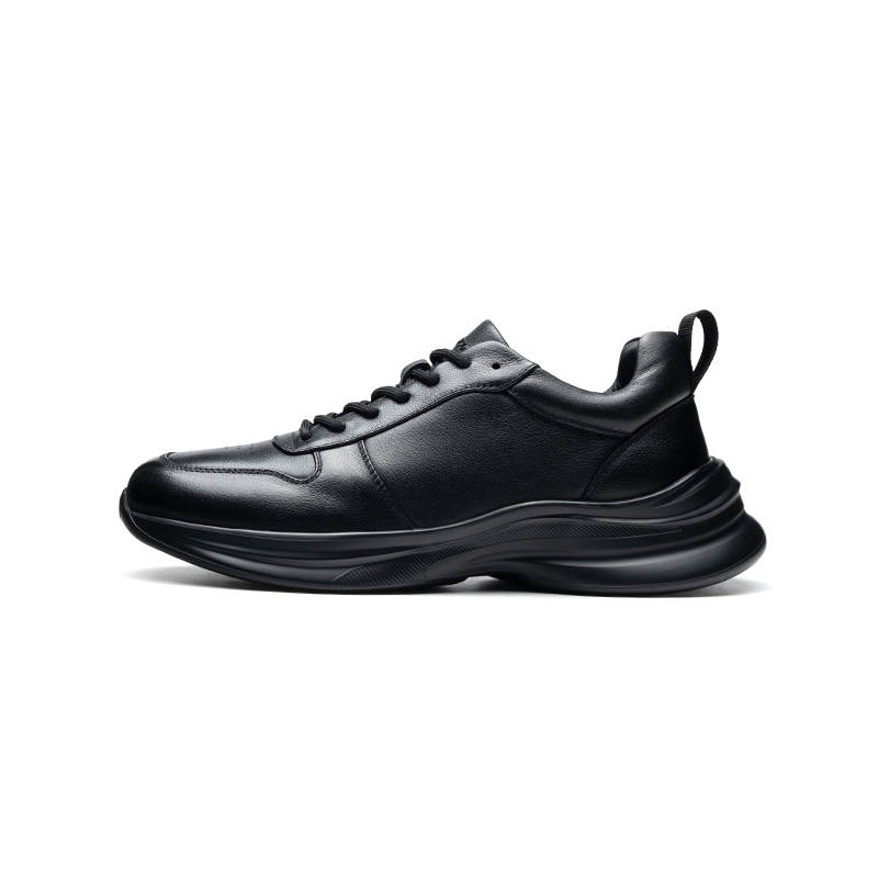 HARSON Cow Leather Slip Resistant Abrasion Resistant Low top Casual Shoes Men's Black