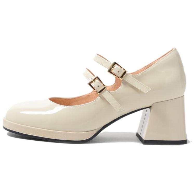 STEVE MADDEN Cow Leather Chunky Heel Mary Jane Shoes 6CM Women's
