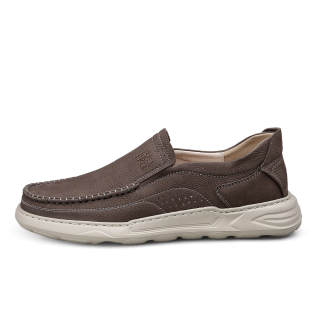 GESHISHI Casual Leather Shoes Men's Low Top Black/Khaki