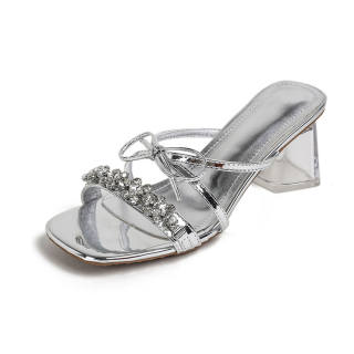 MCKP Rubber Sole Slide Slippers Women's Silver