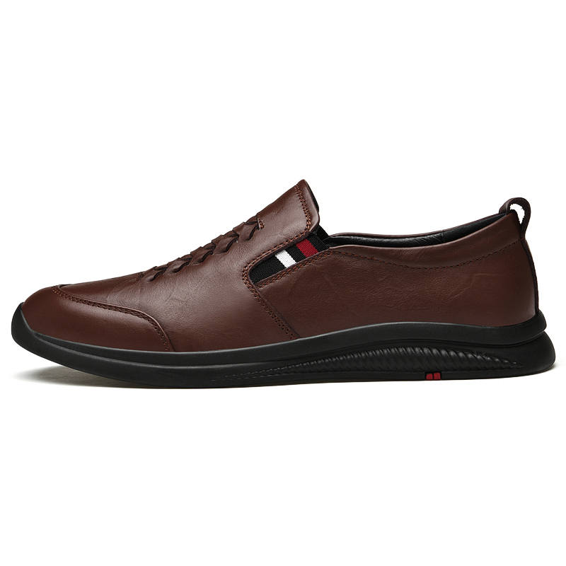 CKVUSAMG Top Grain Cow Leather Casual Shoes Men's Brown