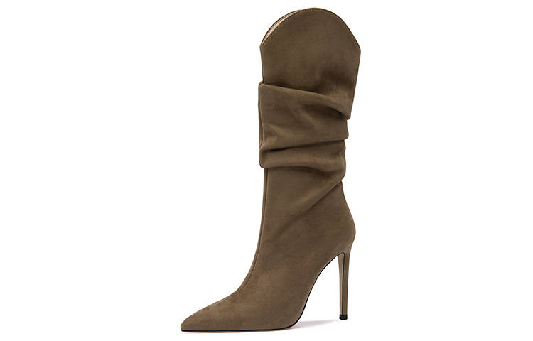 Lily Wei Lily Wei Suede Knee Length Boots Women's Coffee