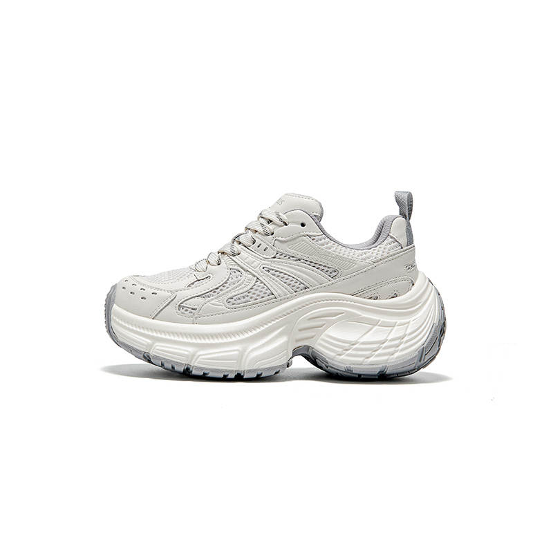 FIVE PLUS Slip Resistant Abrasion Resistant Slip Resistant Abrasion Resistant Low top Chunky Sneakers Women's Beige