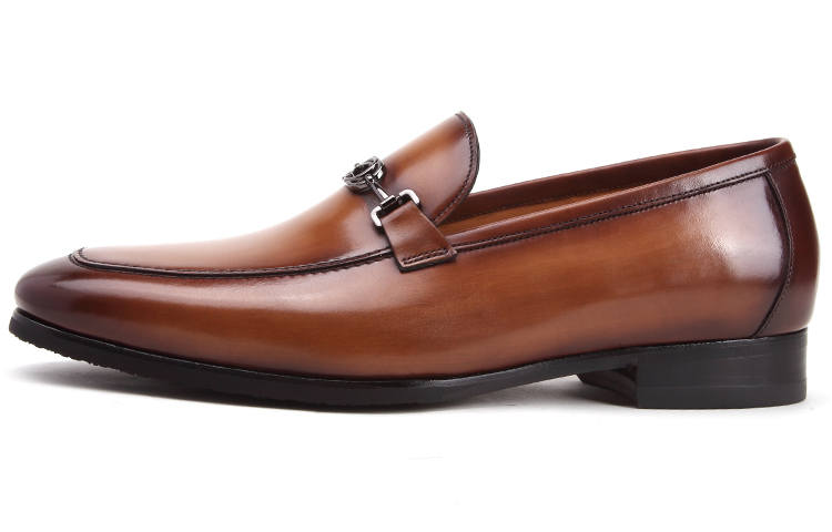 Satchi Top Grain Cow Leather Casual Shoes Men's Yellow Brown