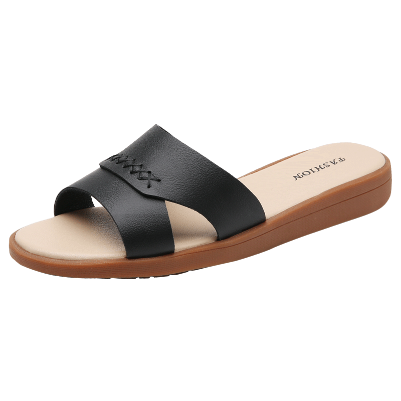 Reivantix Reivanti Rubber Sole Slip Resistant Abrasion Resistant Slide Slippers Women's Black