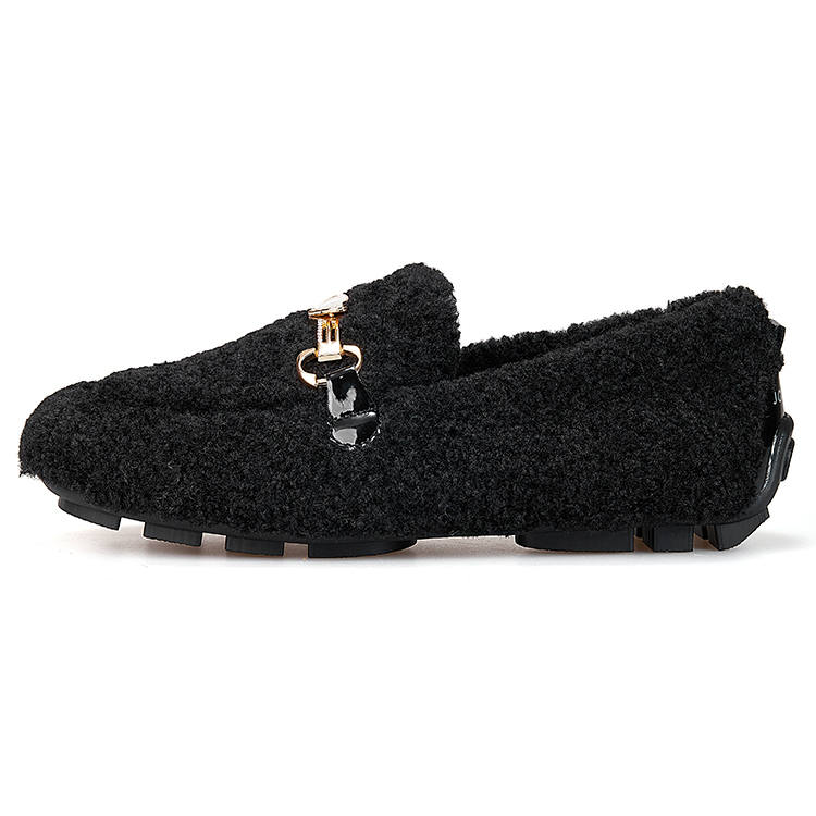 Joy&Mario Fabric Comfortable Flat Warm Fleece Lined Lambswool Casual Shoes Women's