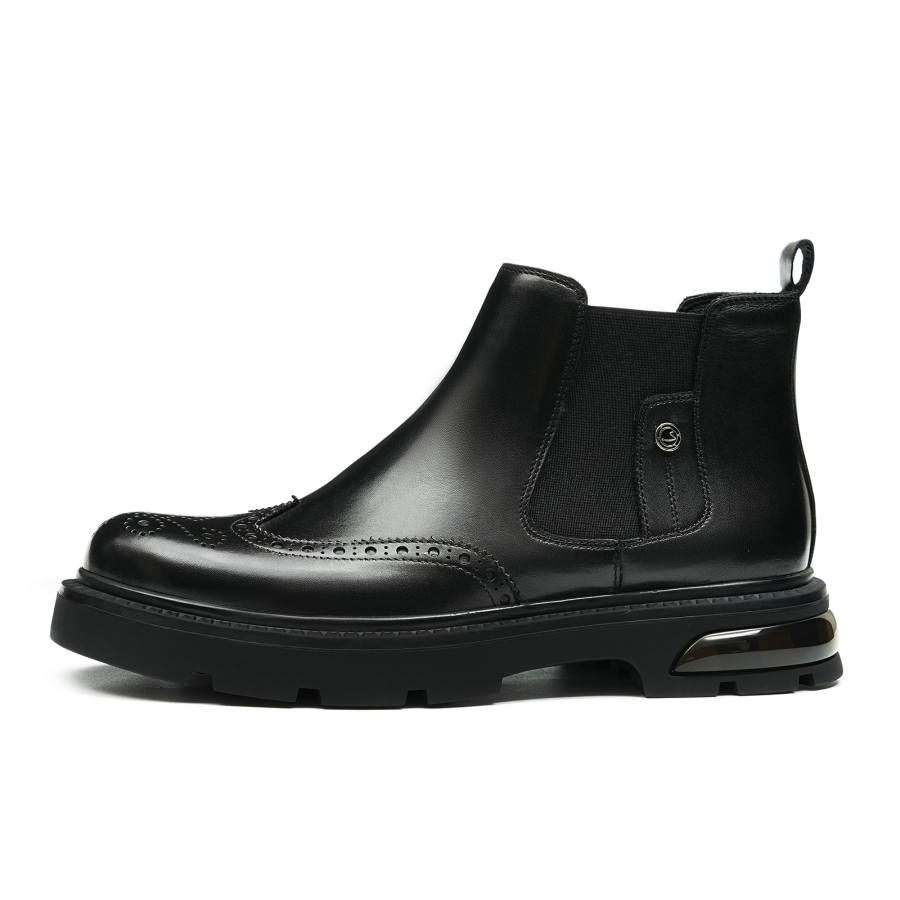 ASTON M.JAZZ Top Grain Cow Leather Short Chelsea Boots 3.3cm Men's