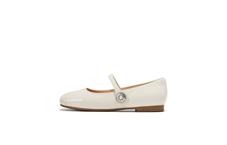 BELLE Cow Leather Flat Mary Jane Shoes Women's