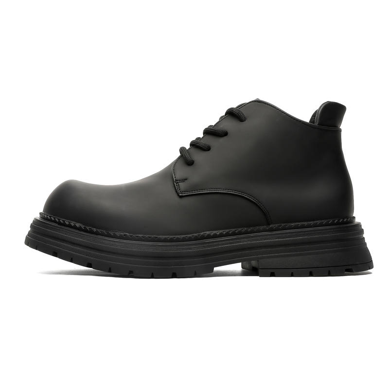 PINYI PINYI Microfiber Leather Short Combat Boots 3.5CM Men's Black