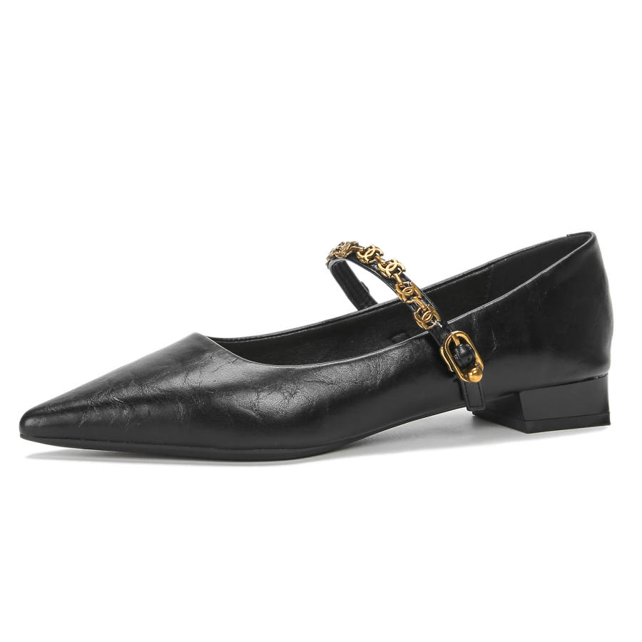 Bamiti Sheepskin Chunky Heel Mary Jane Shoes Women's