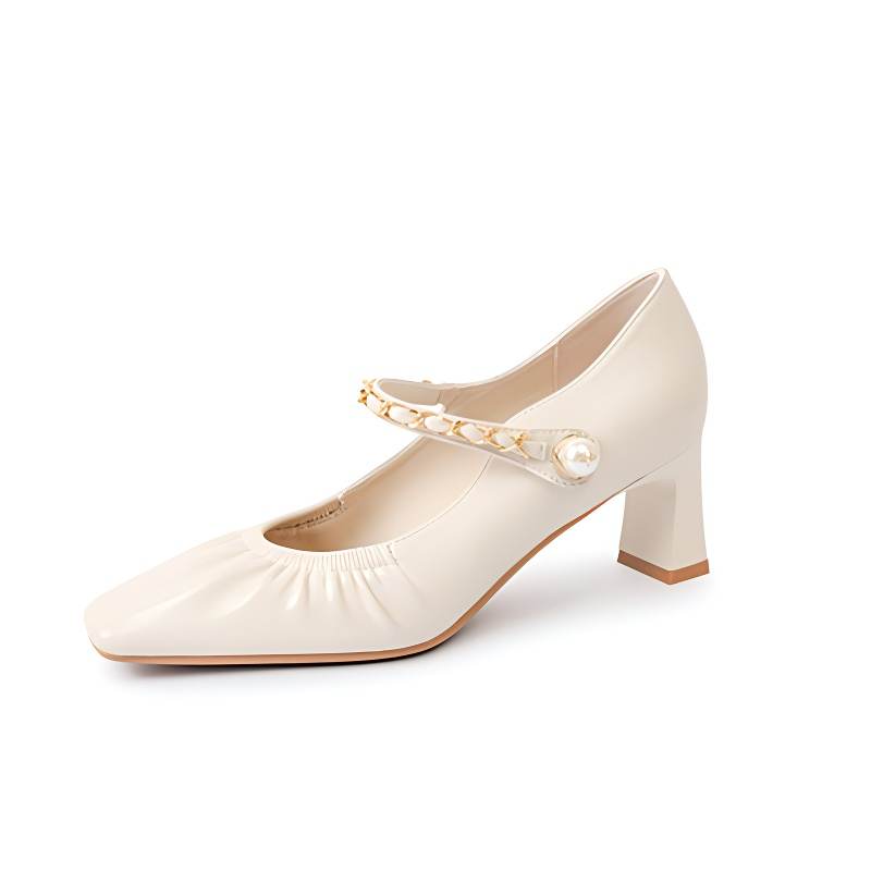 TATAYA Microfiber Leather Chunky Heel Mary Jane Shoes 5.5cm Women's