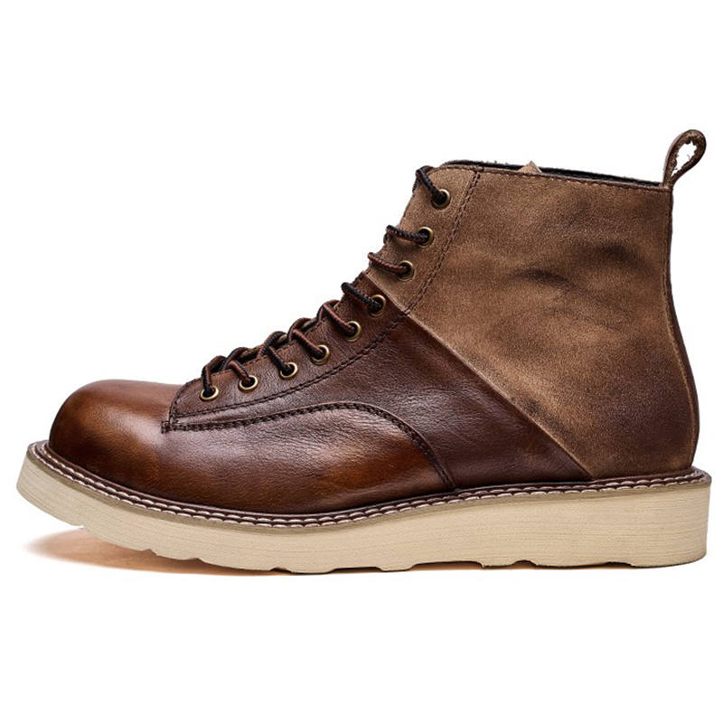 DIENGRLEY Short Combat Boots Men's Coffee