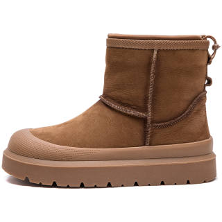 MATA Top Grain Cow Leather Fleece Lined Vintage Short Snow Boots Women's