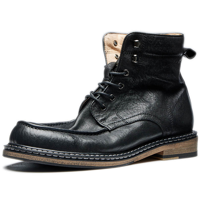 MANSA MANSA Horse Leather Short Combat Boots Unisex