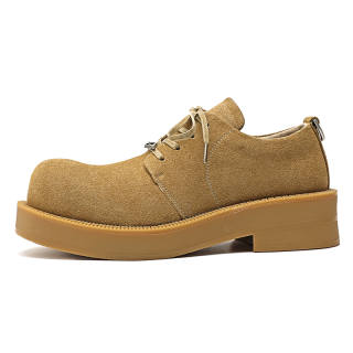 Zuogedu Niche Design Cleanfit Chunky Derby Shoes, Petite Casual Shoes Men's Yellow